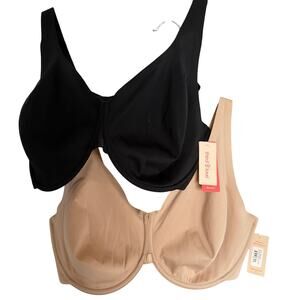 NWT, ThirdLove, Size 40E (DD), Black & Warm Taupe, 24/7 Minimizer Bra 2 Pack